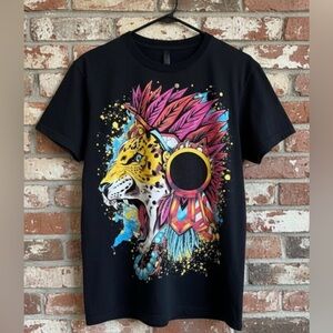 Unbranded Graphic Art Jaguar Warrior Guerrero Azteca Color T-Shirt Size Medium